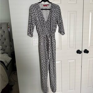 Saks Fifth Avenue Black and White Geometric Jumpsuit